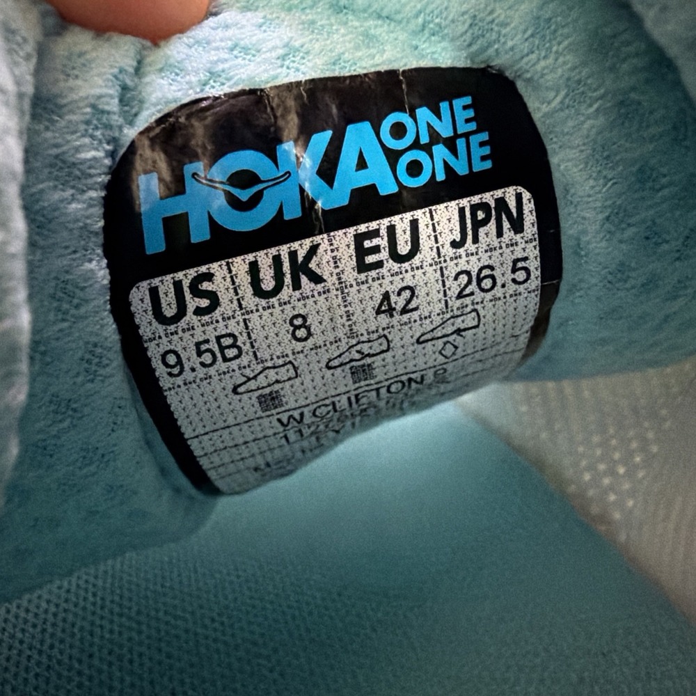 Hoka One One Clifton 9 White Blue Athletic Running Shoes Sneakers Women's 9.5 B - Picture 10 of 11